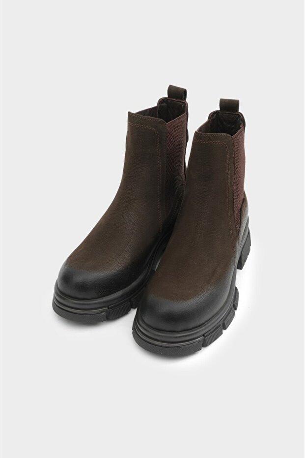 Hakiki Deri Bileği Lastikli Kadın Bot - 2