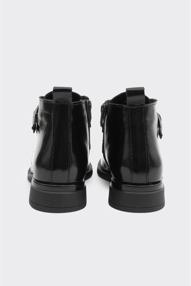 Fermuarlı Hakiki Deri Kadın Bot - 5