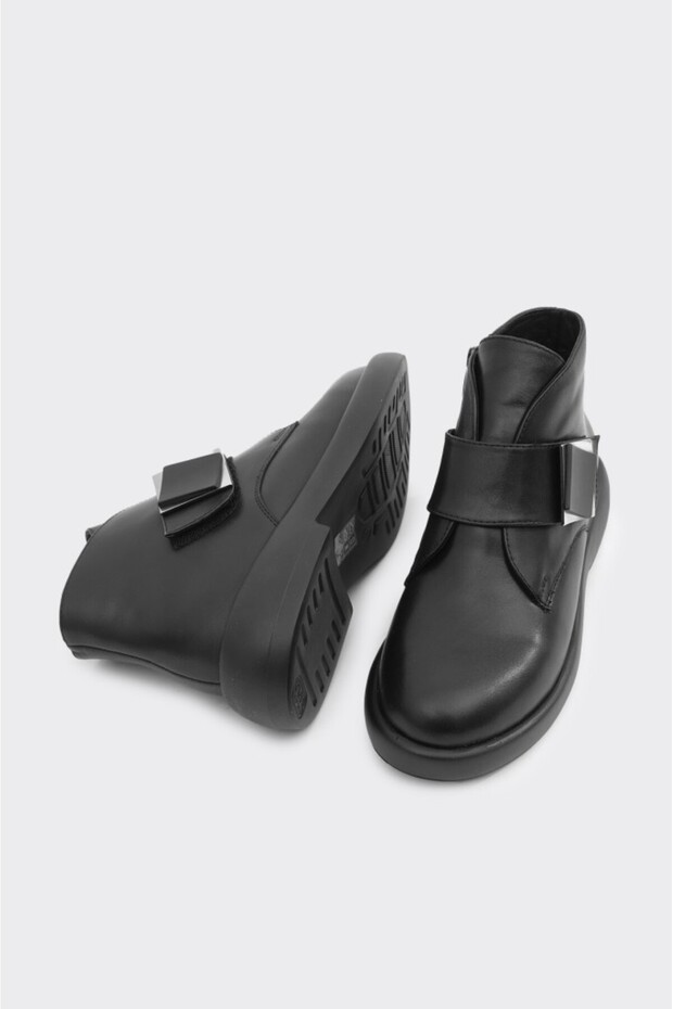 Bilekte Hakiki Deri Fermuarlı Kadın Bot - 5