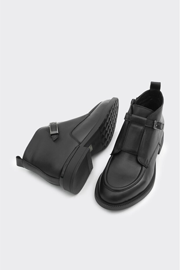 Fermuarlı Hakiki Deri Kadın Bot - 6