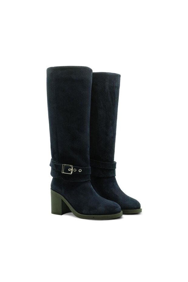 Hakiki Deri Kalın Topuklu Kadın Çizme 059 02 - 5