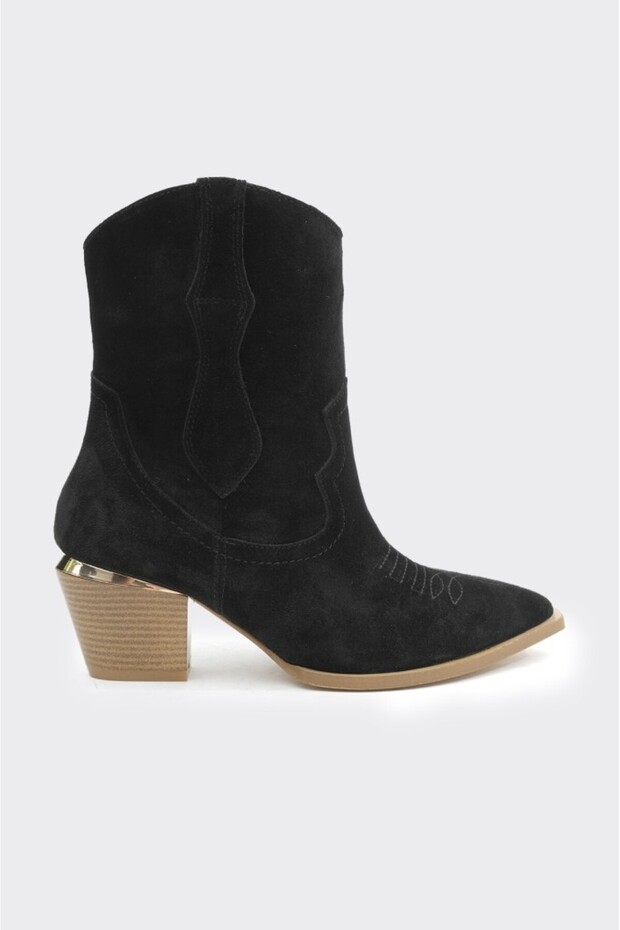 Hakiki Deri Kadın Western Bot - 5