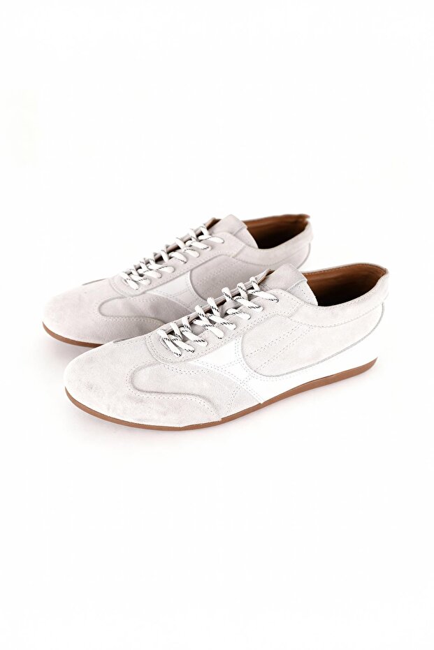 Partial Leather White Shoes - 3