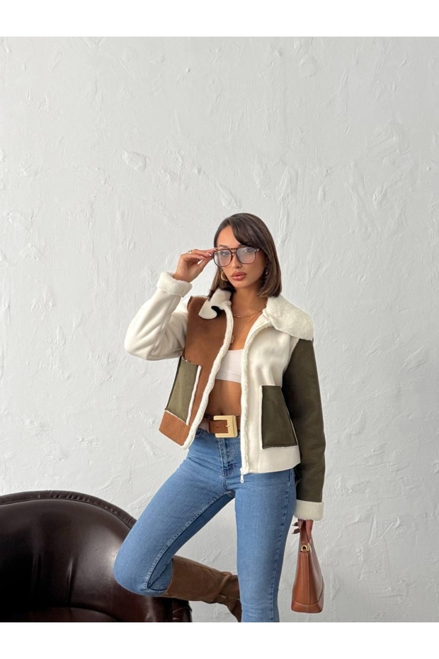 Parçalı Süet Mont - 1