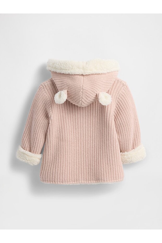 Bebek Pembe Sherpa Astarlı Yün Ceket - 2