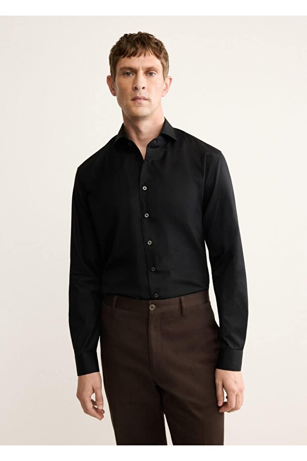 Regular kesim %100 pamuklu gömlek - 1