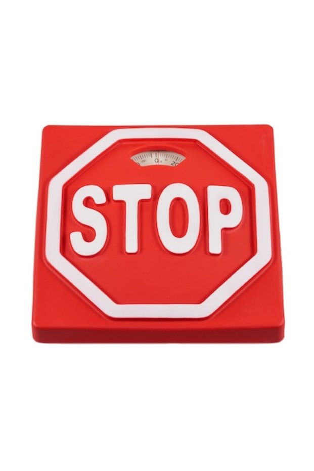 Bath scale with 3D soft foam coating, Stop Red