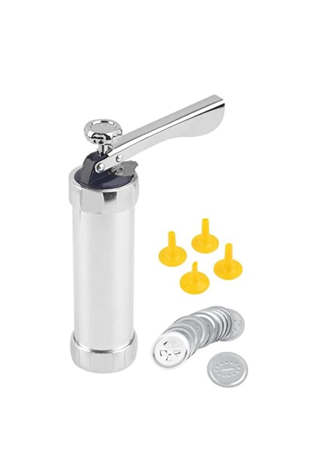 Cookie Extruder Press Machine Biscuit Maker Cake Making Decorating Set - Silver