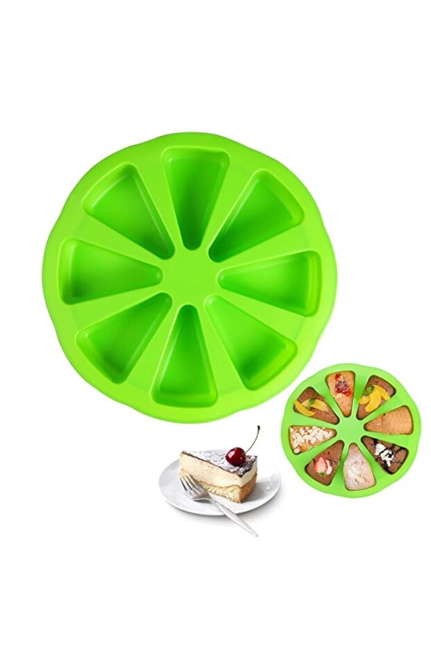 Silicone Baking Moulds, 8 Portion Triangle Pizza Slice Cake Pan Mold, Non Stick Heat Resistant DIY Baking Tool