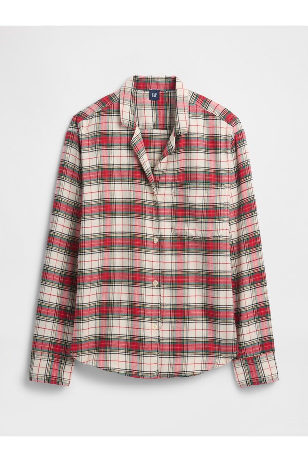 Kadın Kırmızı Relaxed Flannel Pijama Üstü - 2