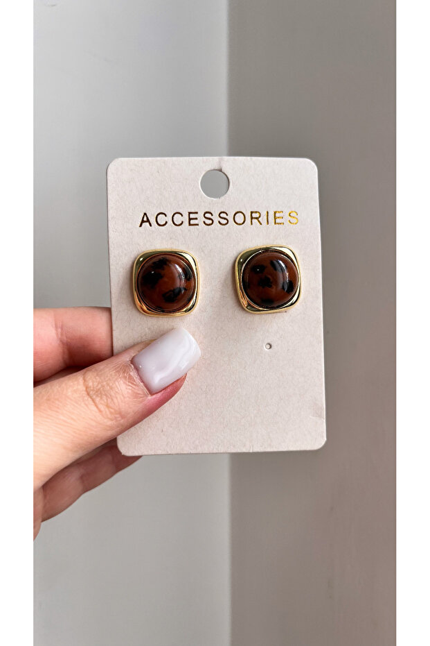 Square Mini Leopard Earrings - 1