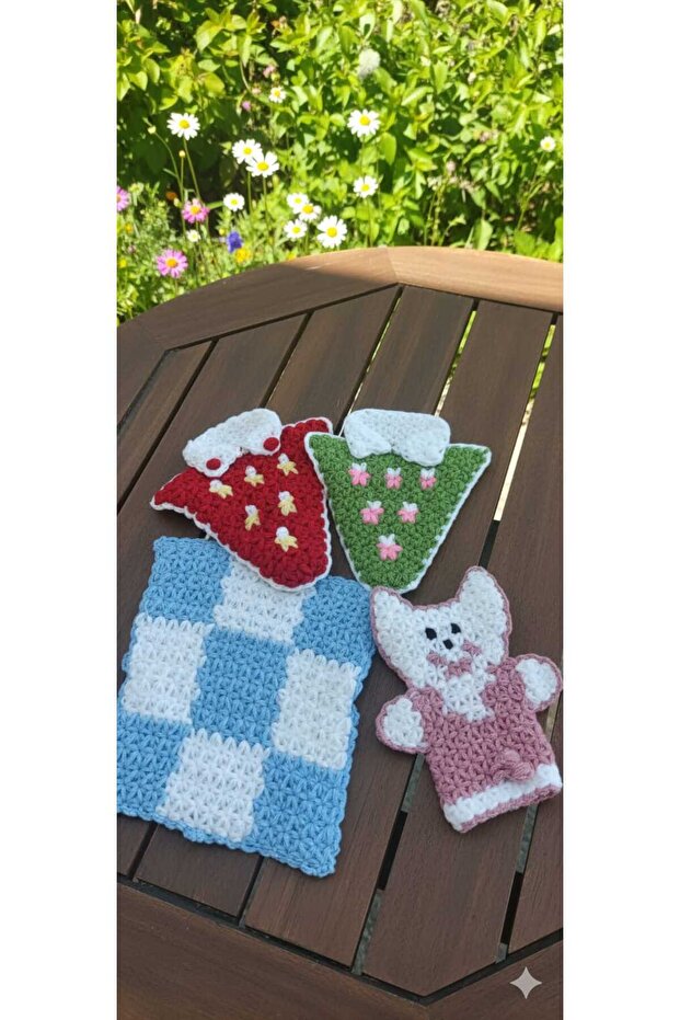 4 Pieces Hand Knitted Mixed Long Fiber Dowry Daily Fiber Set