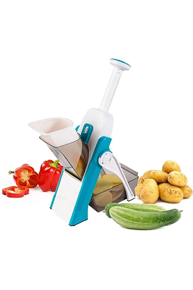 ECVV Mandoline Vegetable Slicer Adjustable Thickness Potato Onion Chopper Safe Upright Dicer Fruit (BLUE)