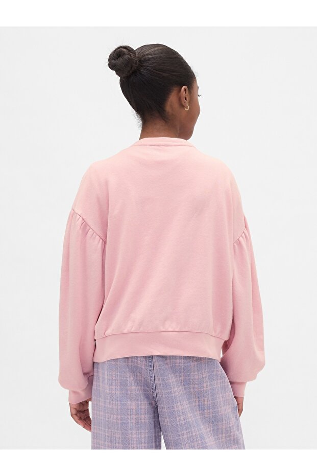 Kız Çocuk Pembe Relaxed Flippy-Sequin Grafikli Sweatshirt - 4