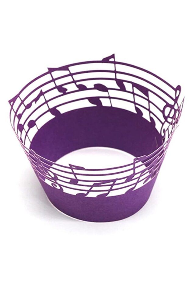 Young Wolf 50x Music Notes Cupcake Topper Wrappers Case (Purple)