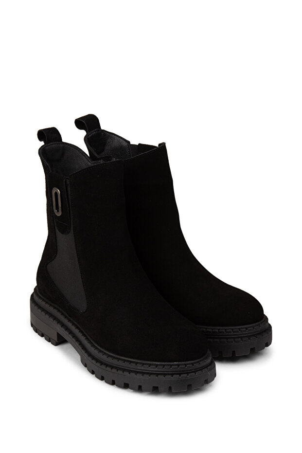 Kadın Hakiki Süet Siyah Bot - 3