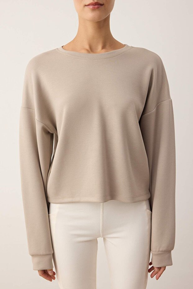 Vizon Sırt Yırtmaç Detaylı Spor Örme Sweatshirt THMAW26SW00003 - 4