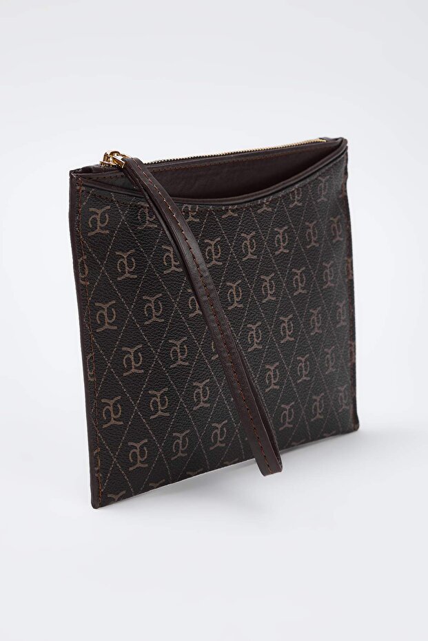 Kahverengi Baskılı Kadın Mini Boy Clutch El Çantası TAKAW26PY00007 - 4
