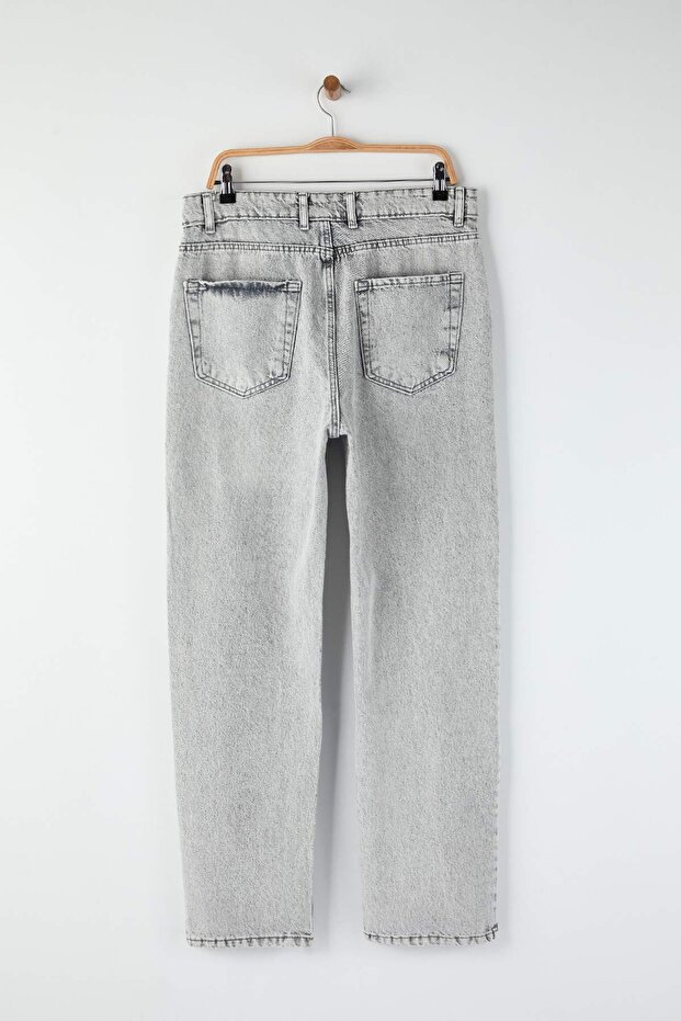 Gri Baggy /Bol Kesim Kot Pantolon Jeans TMNAW24JE00027 - 8