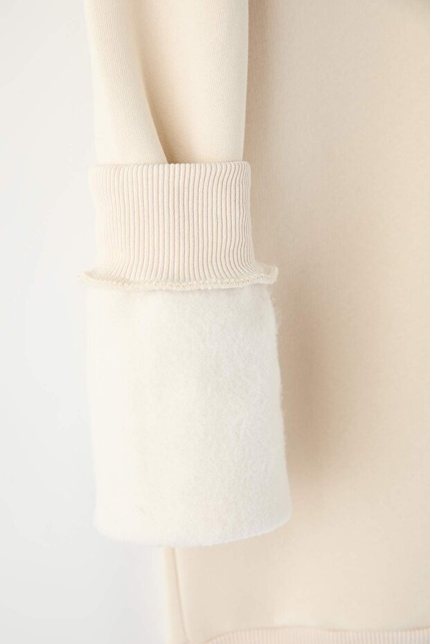 Taş Regular/Normal Kesim Nakışlı İçi Polarlı Pamuk Sweatshirt TMNAW24SW00127 - 7