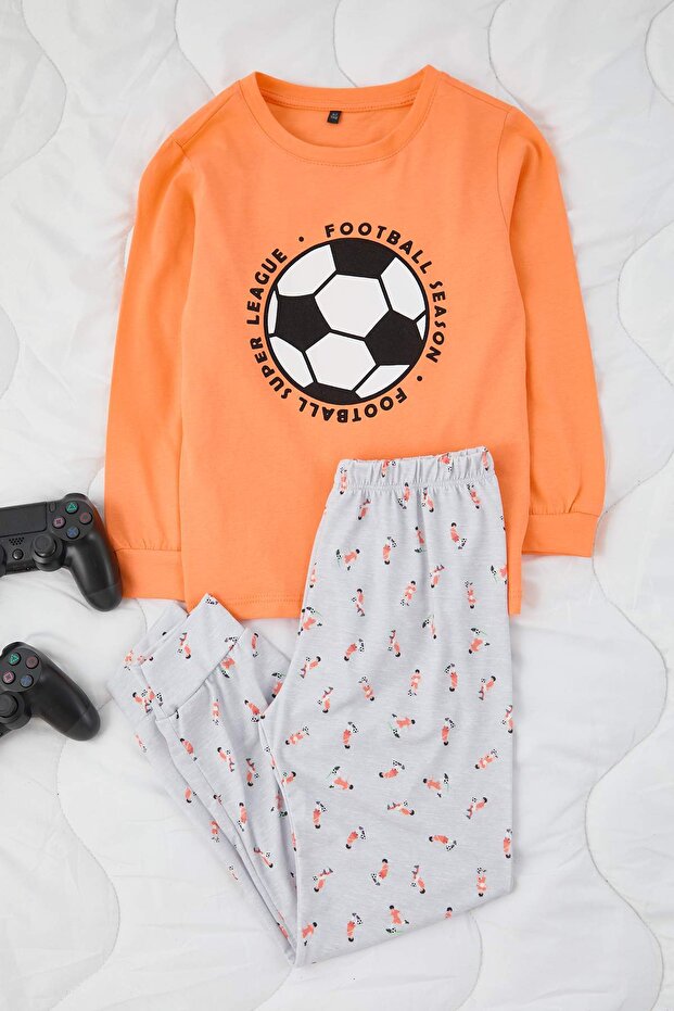 Somon-Gri Erkek Çocuk 4'lü Baskılı Pijama Takımı TKDAW26PT00009 - 7