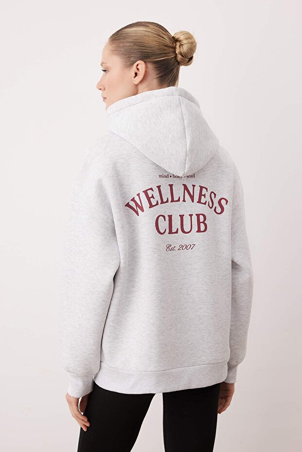 Kar Melanj Nakışlı Oversize/Geniş Kalıp Kalın İçi Polarlı Örme Sweatshirt TWOAW26SW00181 - 5