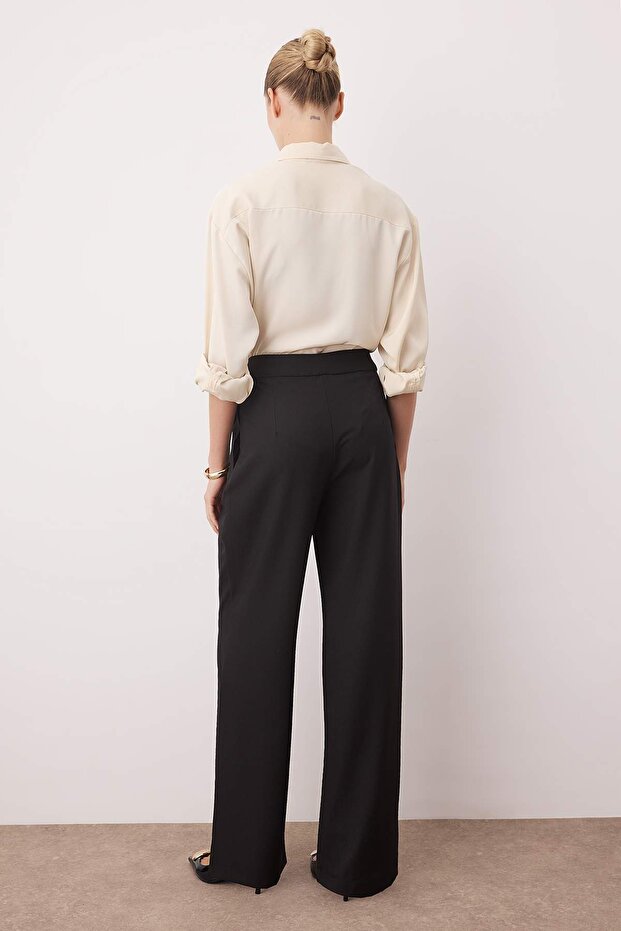Siyah Wide Leg/Geniş Paça Yüksek Bel Pantolon TWOAW26PL00036 - 5