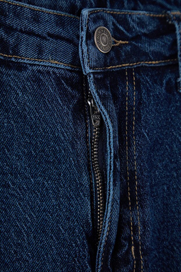 Lacivert Baggy/90's Straight Fit Jeans Bol Kot Pantolon TMNSS24JE00012 - 7
