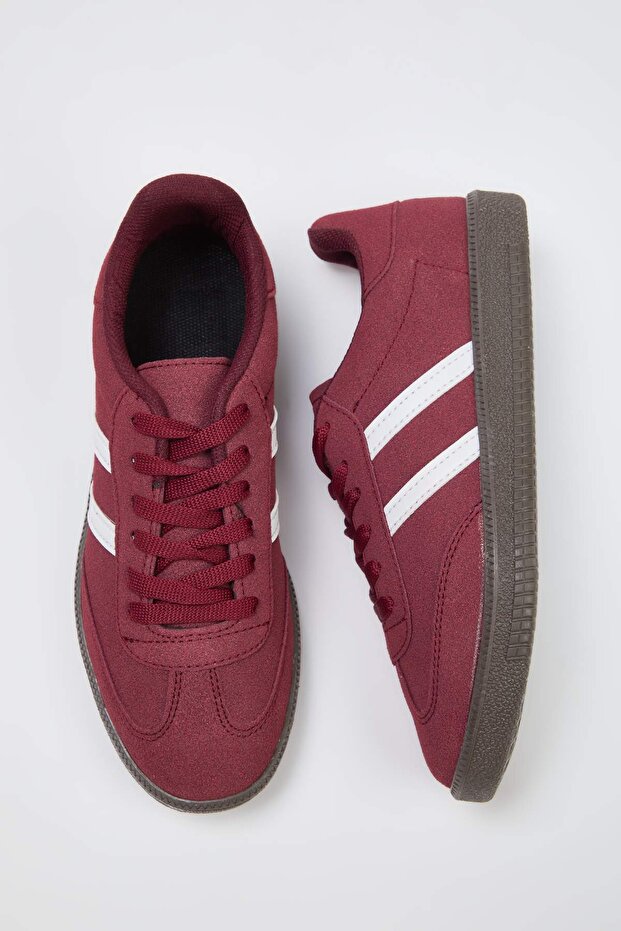 Bordo Süet Retro Bağcıklı Kadın Spor Ayakkabı TAKAW25SN00005 - 1