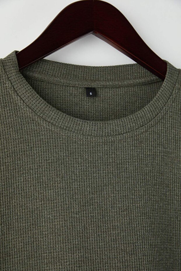 Siyah - Haki Yeni Oversize/Geniş Kalıp 2'li Paket Dokulu Waffle Sweatshirt TMNAW26SW00028 - 10