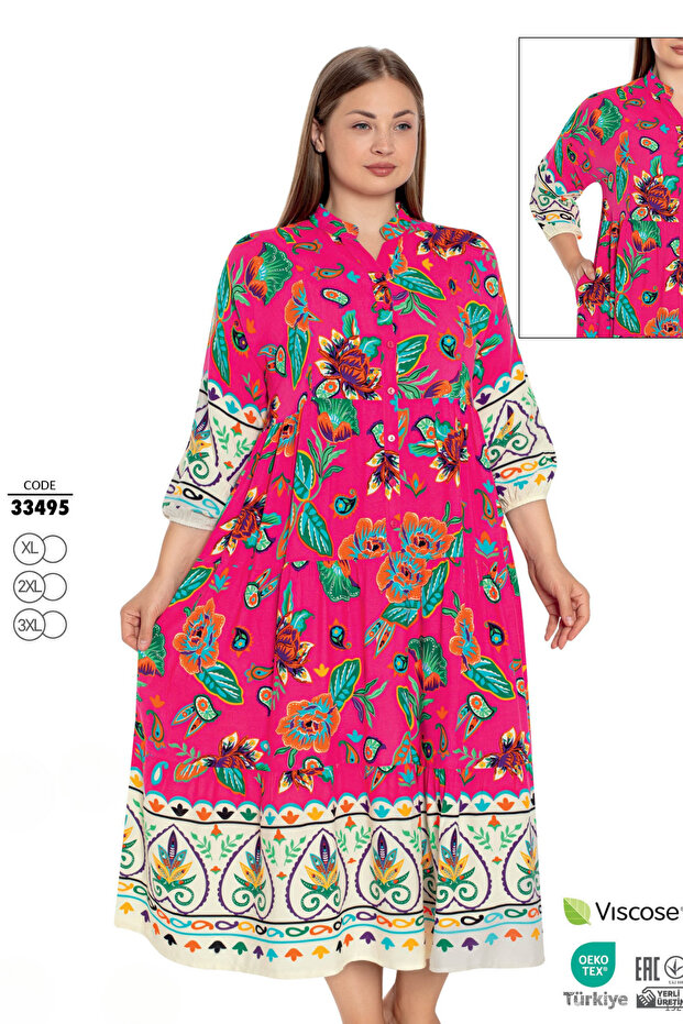 Rochie lungă oversize cu model - 33495 - 1