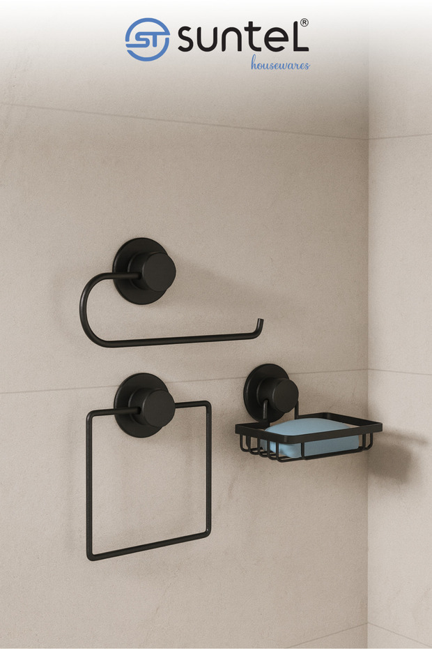 3-Piece Adhesive Bathroom Set - Complete Bathroom Organizer Set