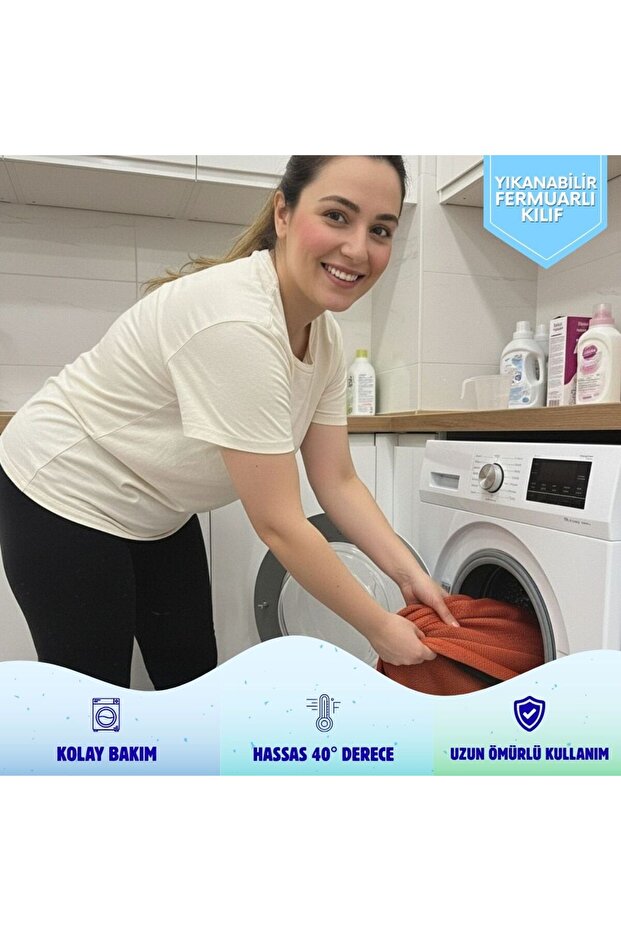 Smith Ve Bels Visco Anatomik Oturma Simidi Ve Bel Destek Yastık Ofis Seti, Ortopedik, Açık Mavi - 4