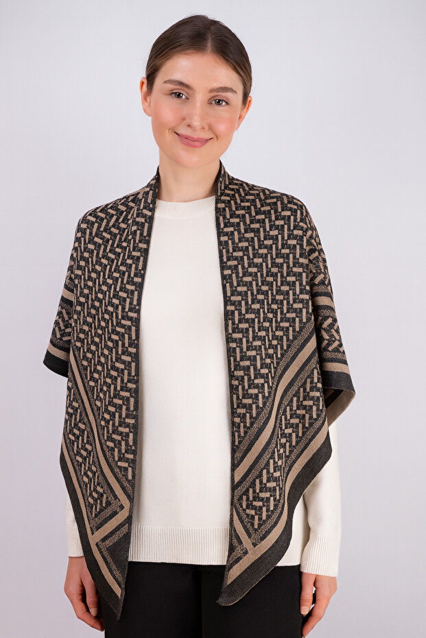 Desenli Üçgen Triko Şal - 2