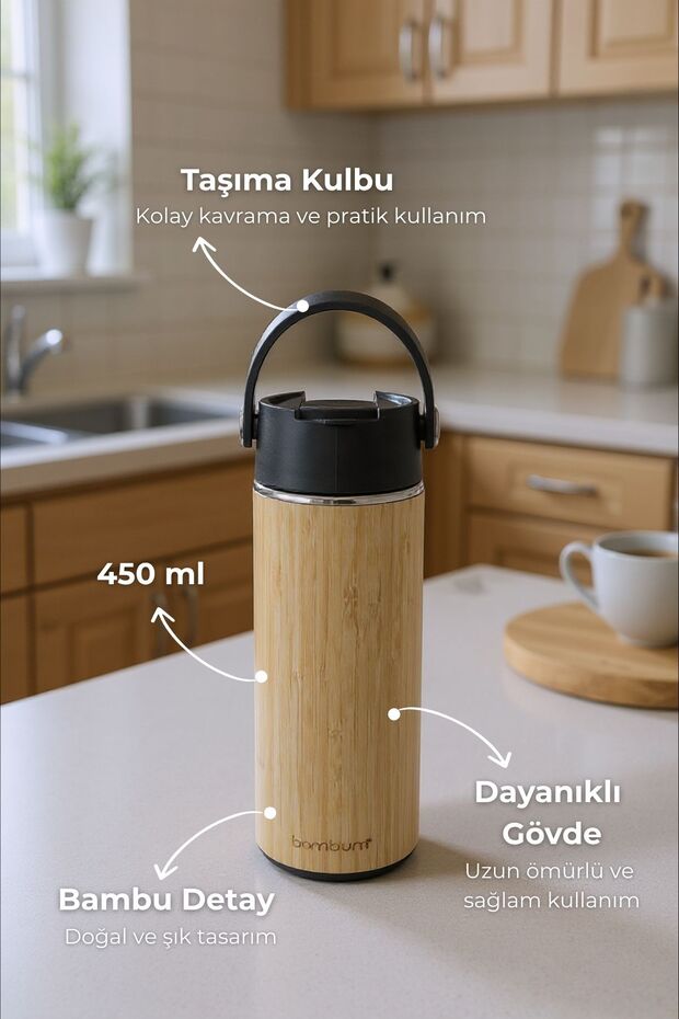 Bard Bambu Kaplamalı Kapsül Termos 450ml - 1