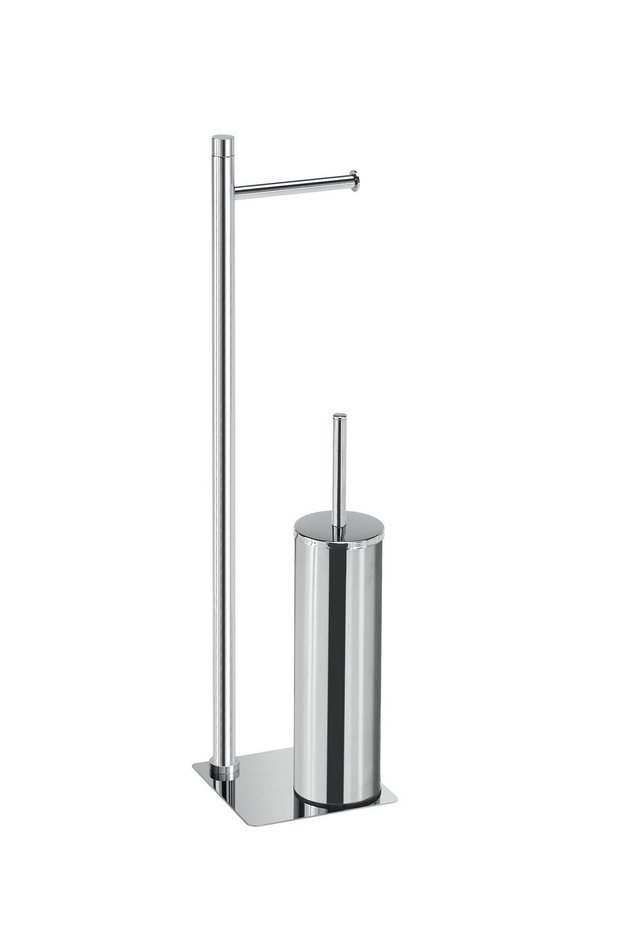 Trilly Pedestal Toilet Paper Holder and Brush Holder - Polished Stainless Steel