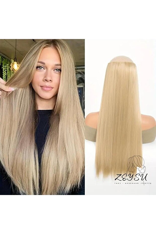 Heat Resistant 60 cm False Hair Hairpiece - Honey Foam Half Moon
