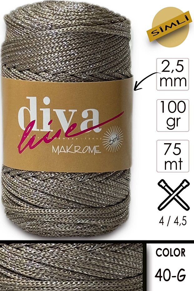 خيط ديفا مكرامية لامع 40 جرام - 1