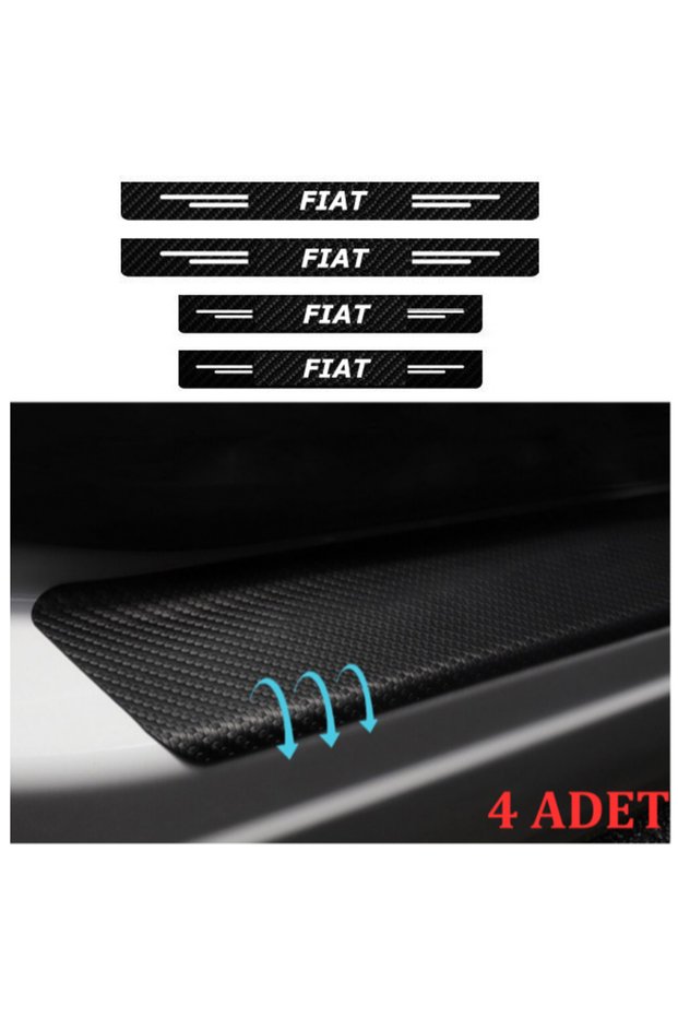 Accessory Auto Door Sill Sticker Carbon Compatible for Fiat Linea 4 Pieces