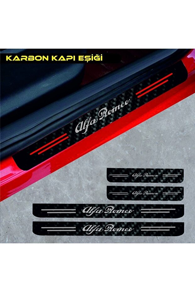 Alfa Romeo 164 Compatible Carbon Door Sill Auto Sticker 4 Pieces