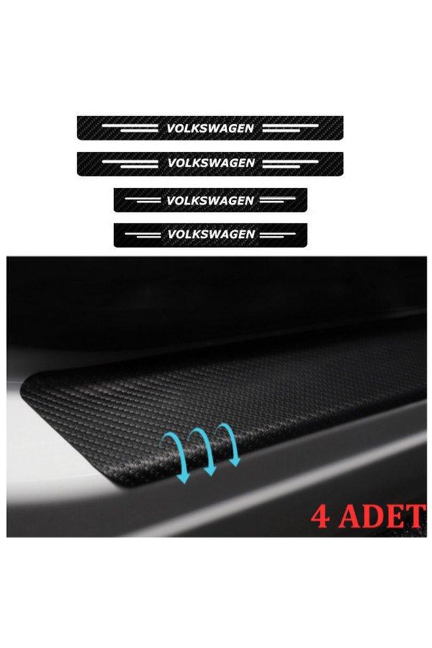 Compatible Accessory for Volkswagen Bora Auto Door Sill Sticker Carbon 4 Pieces