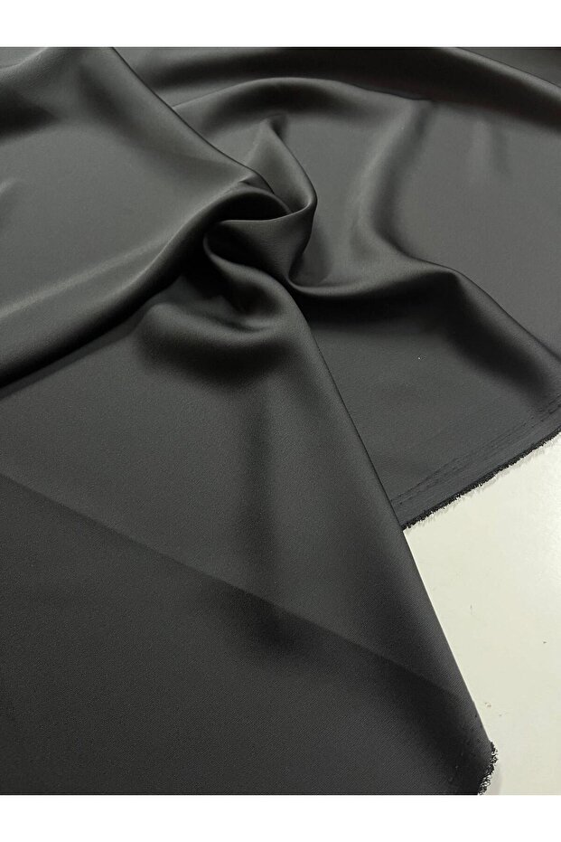 Black Silk Satin Fabric Non-Wrinkle Meterage Double Width Dress Evening Dress Skirt Blouse Tunic Inner Outerwear Sewing