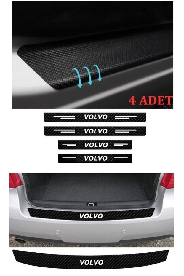 Accessory Auto Tie And Door Sill Sticker Set Carbon Compatible For Volvo V90