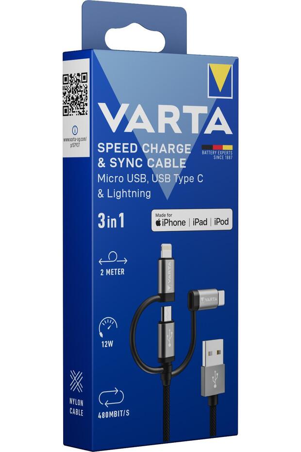 Hızlı Şarj ve Data Kablosu 3'ü 1 Arada Usb A–Light/Micro/Type C - 1