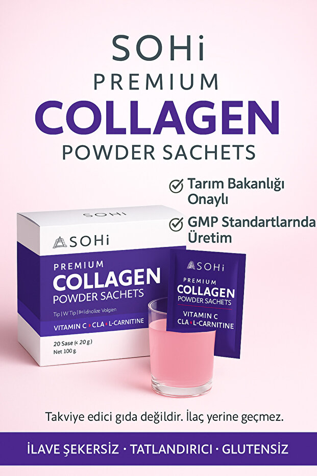 Premium Collagen 20’li Saşe | Tip 1&3 | C Vitamini + L-Carnitine | Cilt Elastikiyetine Destek - 5