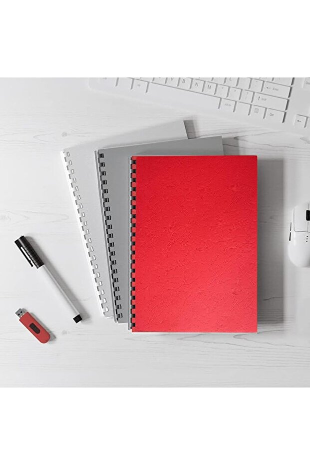 [100 Pack] Red Binding Cover A4 230 GSM – Protective Sheets for Comb & Wire Binding Machines - 4