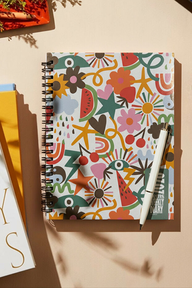 2026 Weekly Planner Colorful Patterned Hardcover Weekly Funny Semanalmente