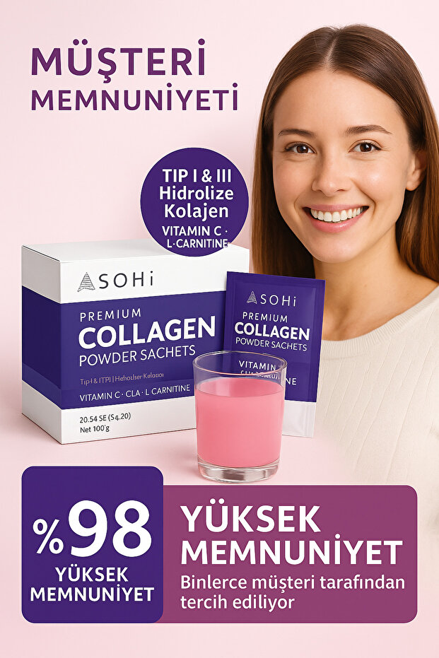 Premium Collagen 20’li Saşe | Tip 1&3 | C Vitamini + L-Carnitine | Cilt Elastikiyetine Destek - 9