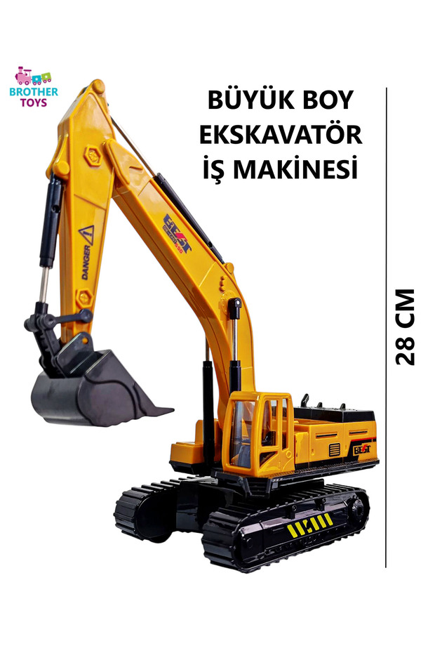 Brother Toys Büyük Boy Paletli Kepçe Ekskavatör Oyuncak İş Makinesi Makinası 28 Cm.