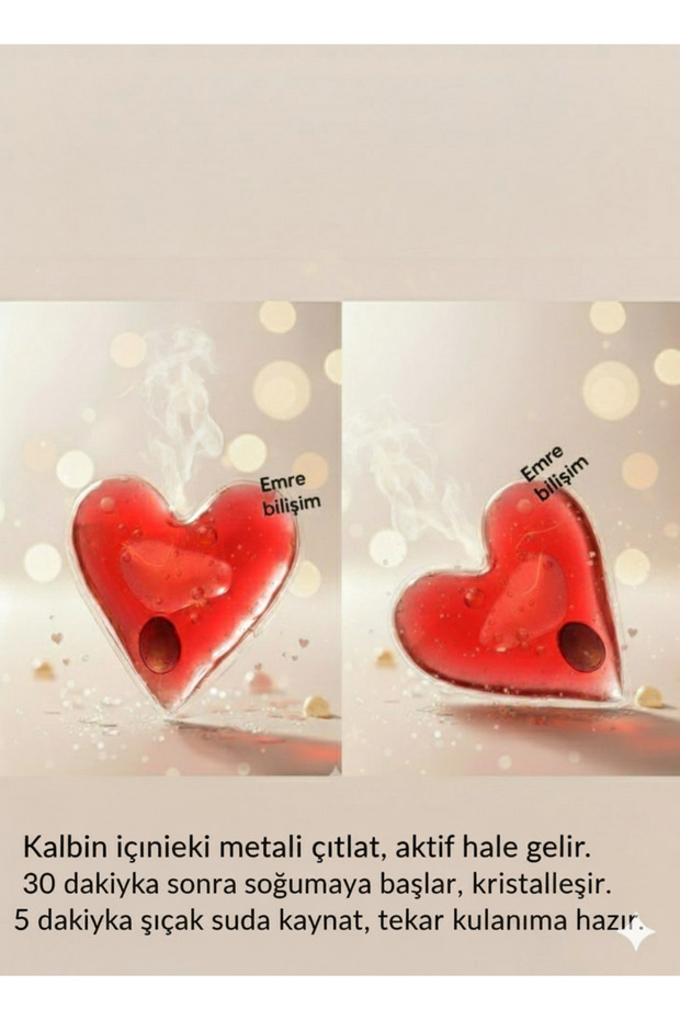 El Isıtıcı JelCep Sobası Isıtıcı Kalp Şekilli El Cep Isıtma Pratik Soguk Kış Günlerinde 2 adet - 1